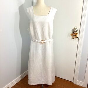 LANE BRYANT PLUS 26W WHITE LINEN BLEND MIDI DRESS PRINCESS SEAMED